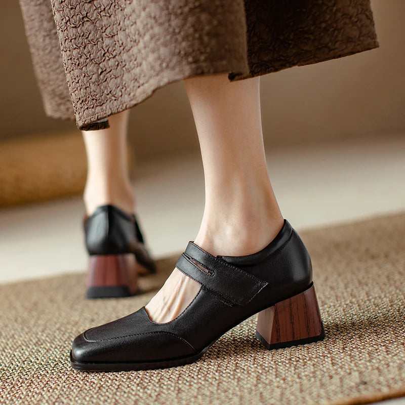 Retro Genuine Leather Pumps