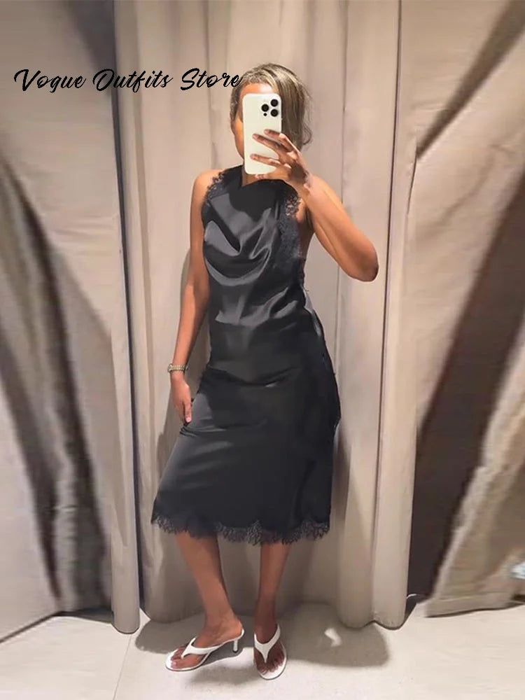 Elegant Lace Patchwork Vest Skirt Set