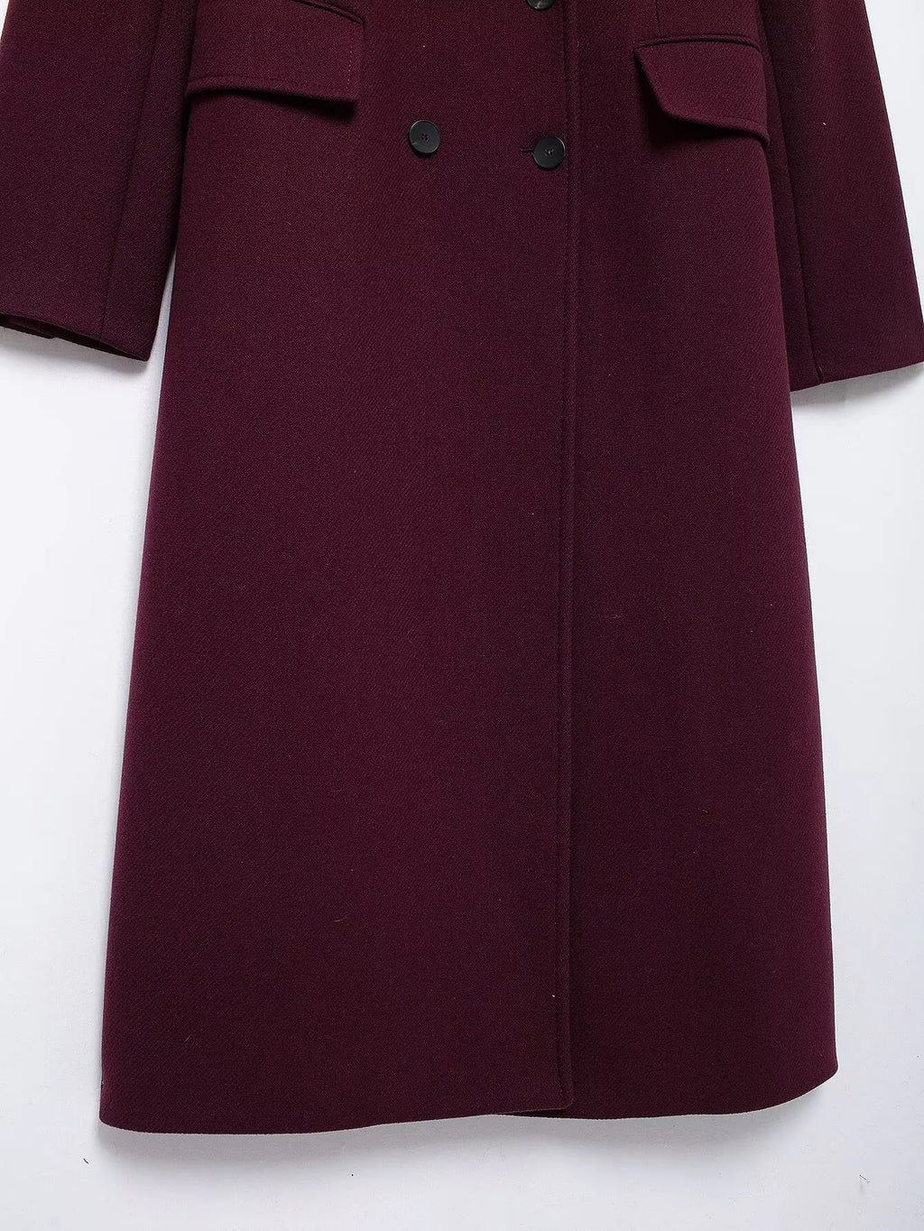 Burgundy Wool Coat Double Breasted