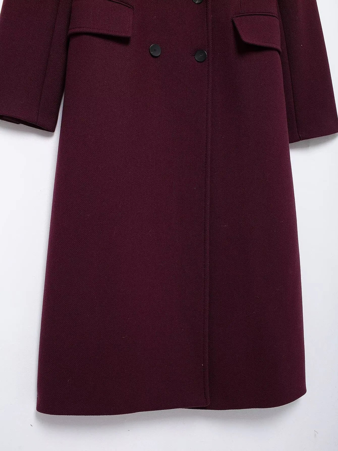 Burgundy Wool Coat Double Breasted