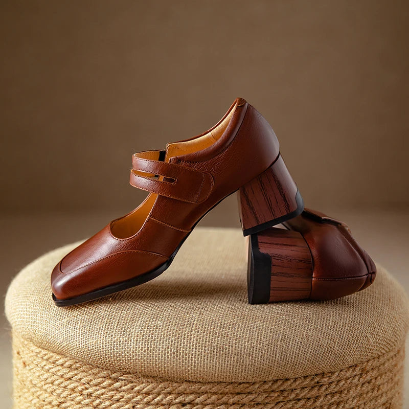 Retro Genuine Leather Pumps