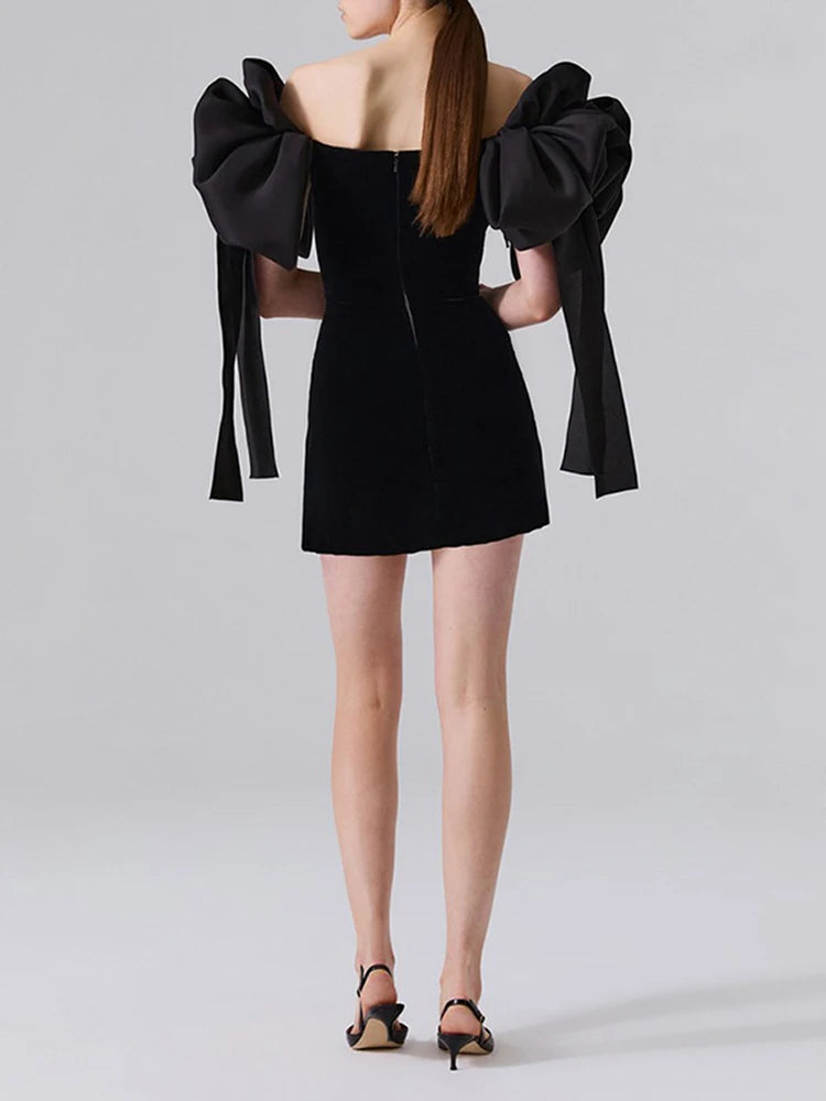 Bow Sleeves Mini Dress