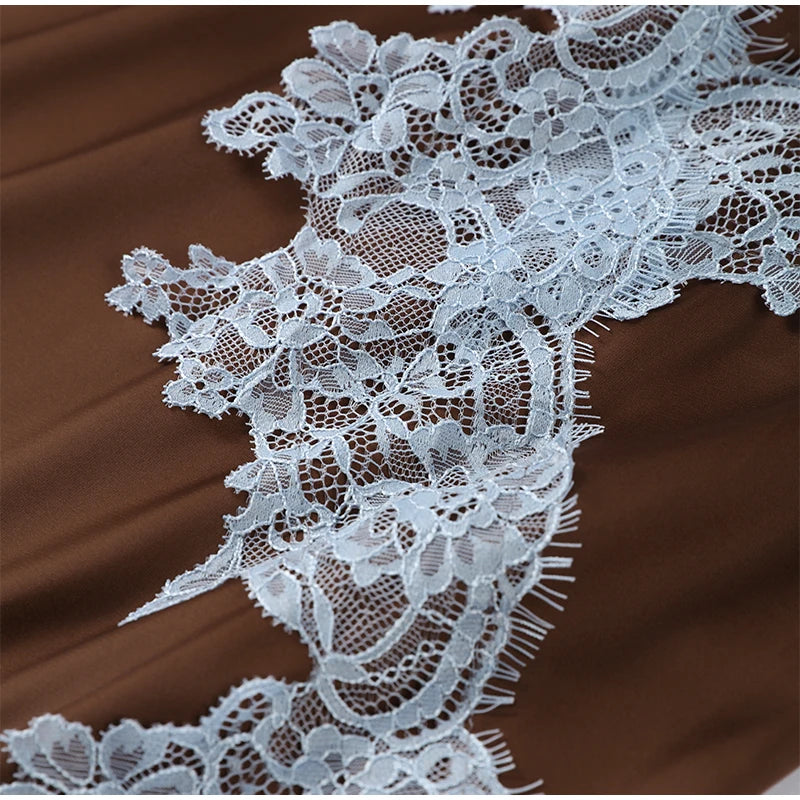 Elegant Lace Patchwork Vest Skirt Set