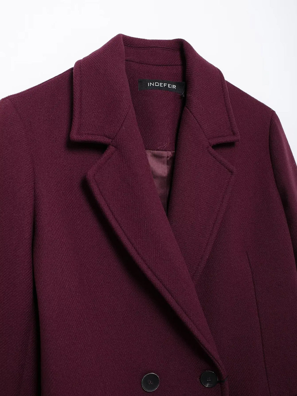 Burgundy Wool Coat Double Breasted