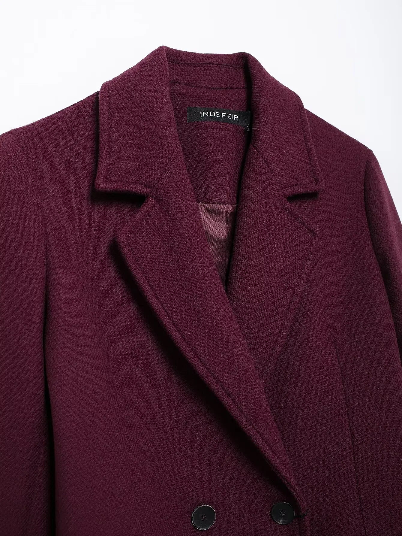 Burgundy Wool Coat Double Breasted