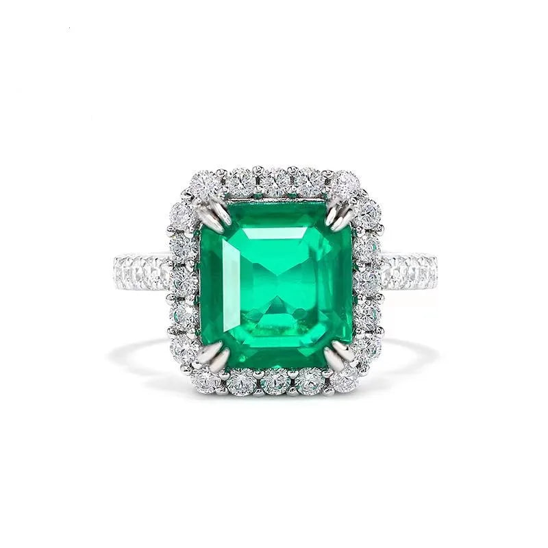 925 Sterling Silver lab emerald Ring