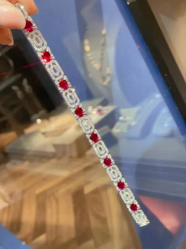 925 Sterling Silver Lab Ruby Sapphire Bracelets
