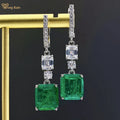 925 Sterling Silver 10*11MM Emerald Tourmaline Gemstone Earrings
